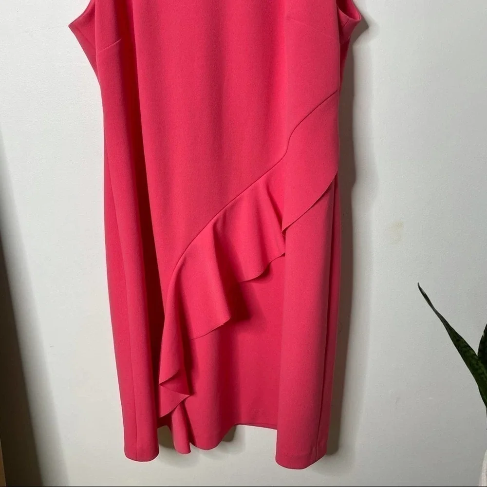 Ivanka Trump Pink Sheath Dress with Ruffle Overlay Size 12 - Picture 5 of 10